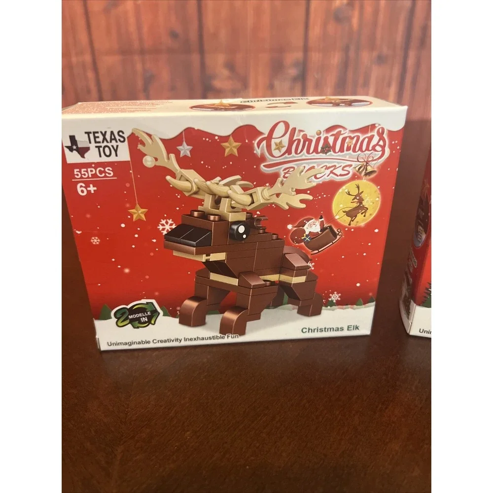 Building Blocks Reindeer Holiday Series Blocks Stocking Stuffer &Christmas Train